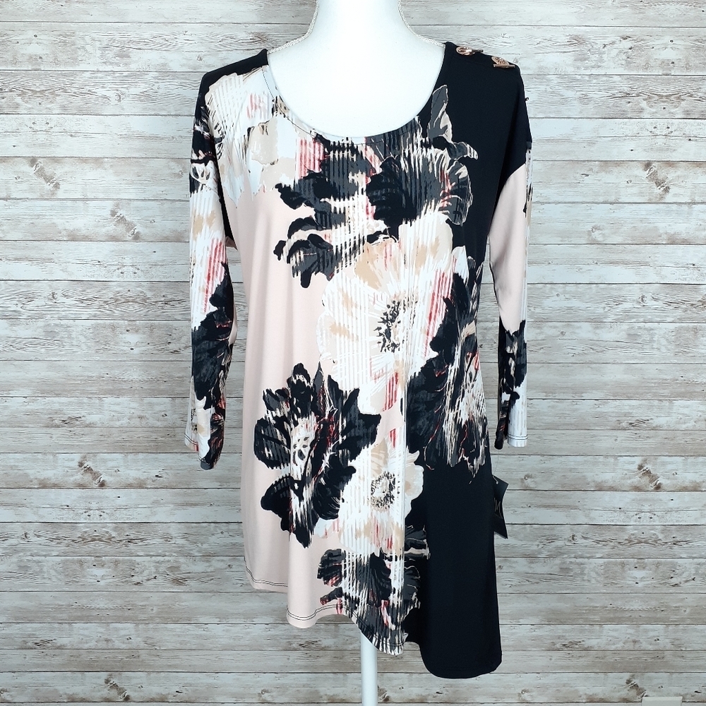 JM Collection Blouse S Floral Asymmetrical Hem 381